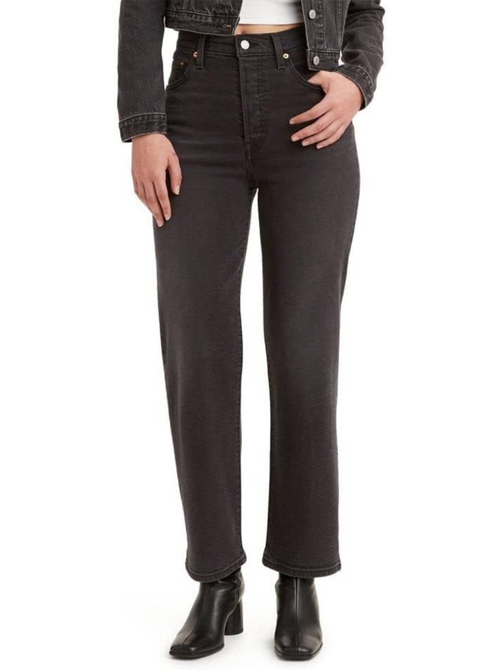 High-Waisted Ribcage Straight Ankle Jeans for Women - Stylish & Versatile Fit